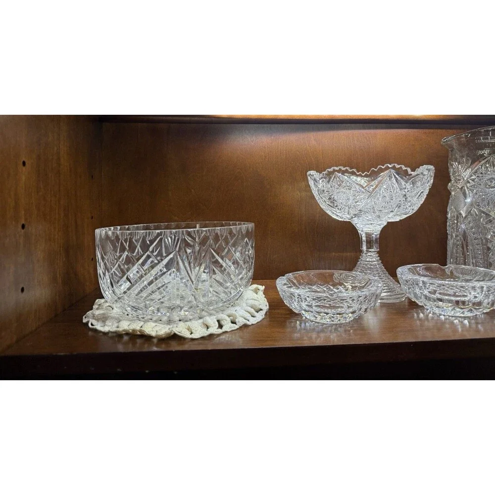 Authen ABP Serving/Punch Bowl Lead Crystal MINT European Hand Cut Glass 8” Dia.